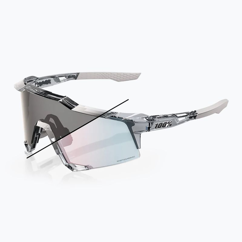 Akiniai nuo saulės 100 % Speedcraft polished translucent grey/rose gold mirror photochrom