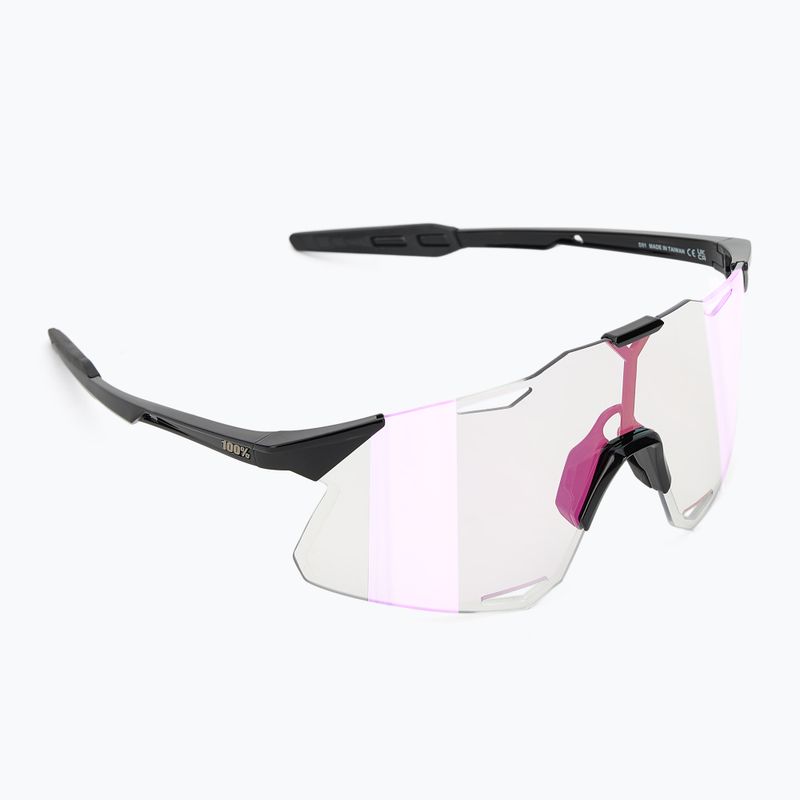 Akiniai nuo saulės 100 % Hypercraft gloss black/photochromic purple mirror