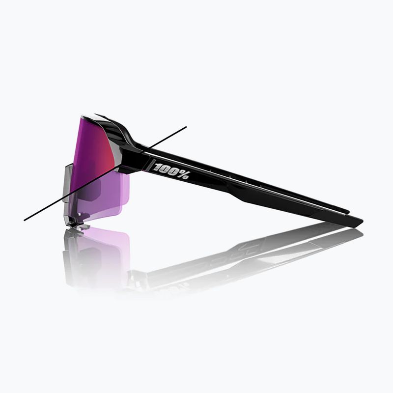 Saulės akiniai 100 % S3 LE gloss black/purple flash mirror photochromic 2