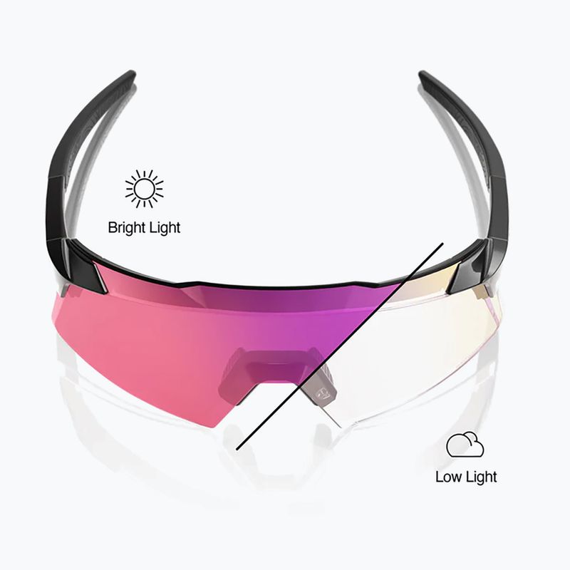 Saulės akiniai 100% Aerocraft gloss black/purple mirror photochromic 3
