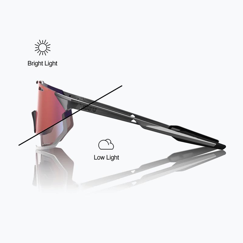 Saulės akiniai 100% Hypercraft SQ gloss light grey/rose gold mirror photochromic 2
