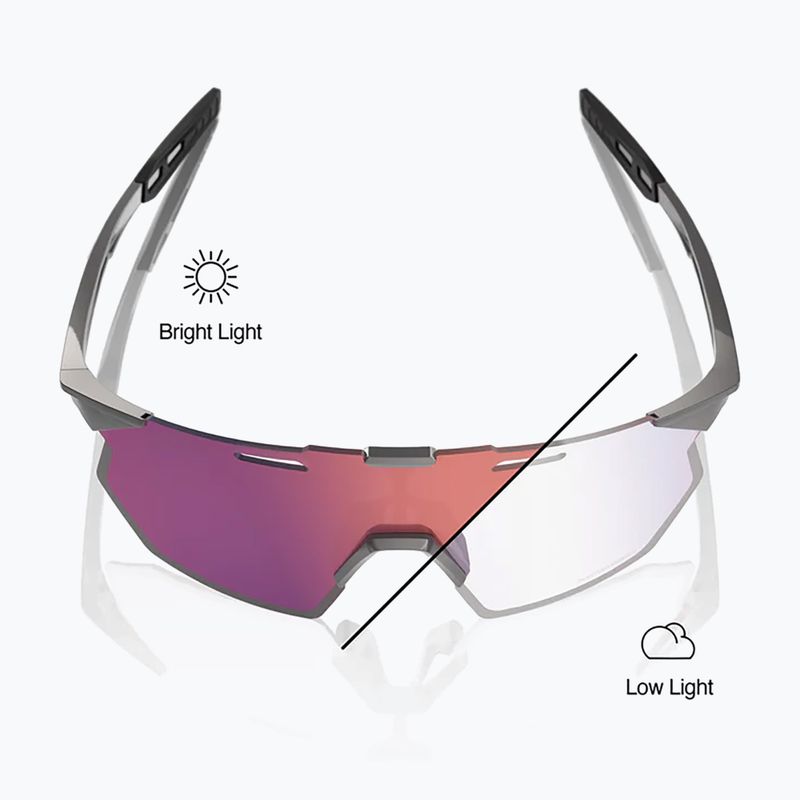 Saulės akiniai 100% Hypercraft SQ gloss light grey/rose gold mirror photochromic 3