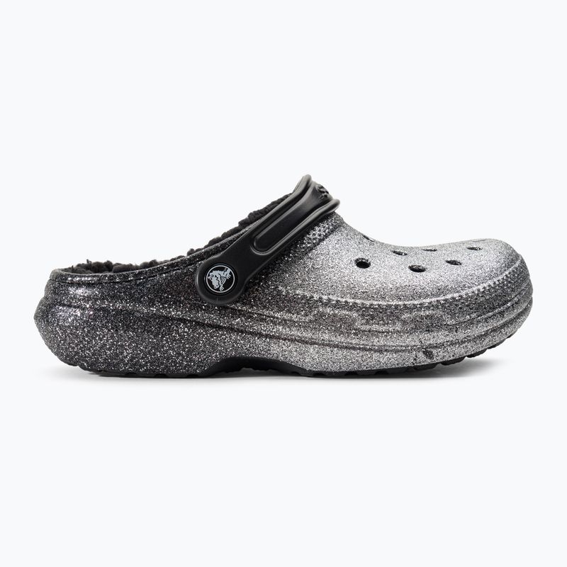 Crocs Classic Glitter Lined Clog juodos/ sidabrinės spalvos šlepetės 3