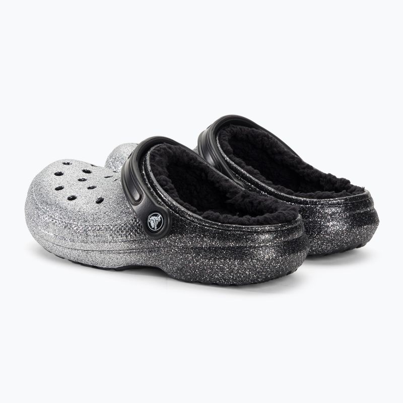 Crocs Classic Glitter Lined Clog juodos/ sidabrinės spalvos šlepetės 4