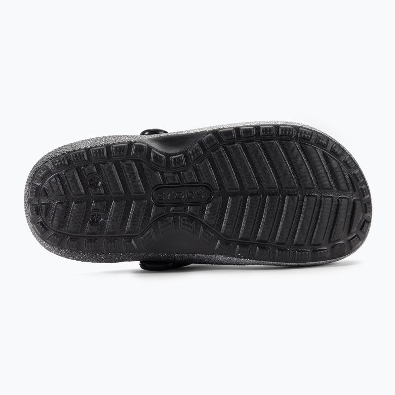 Crocs Classic Glitter Lined Clog juodos/ sidabrinės spalvos šlepetės 6