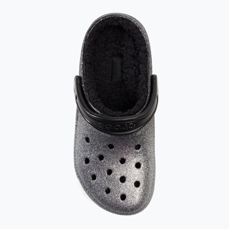 Crocs Classic Glitter Lined Clog juodos/ sidabrinės spalvos šlepetės 7