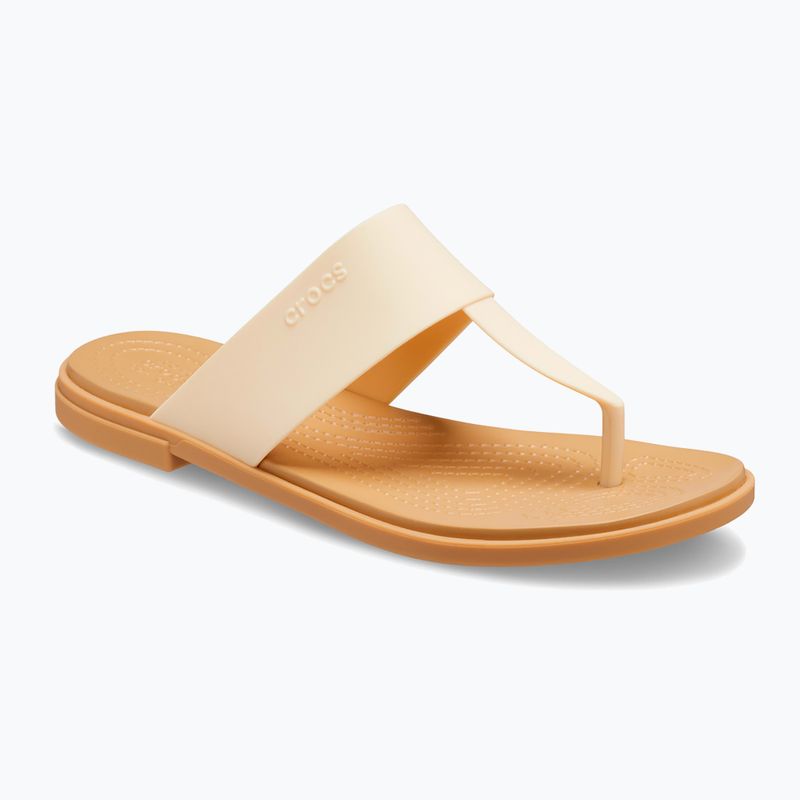 Moteriškos šlepetės per pirštą Crocs Tulum Flip vanilla 8