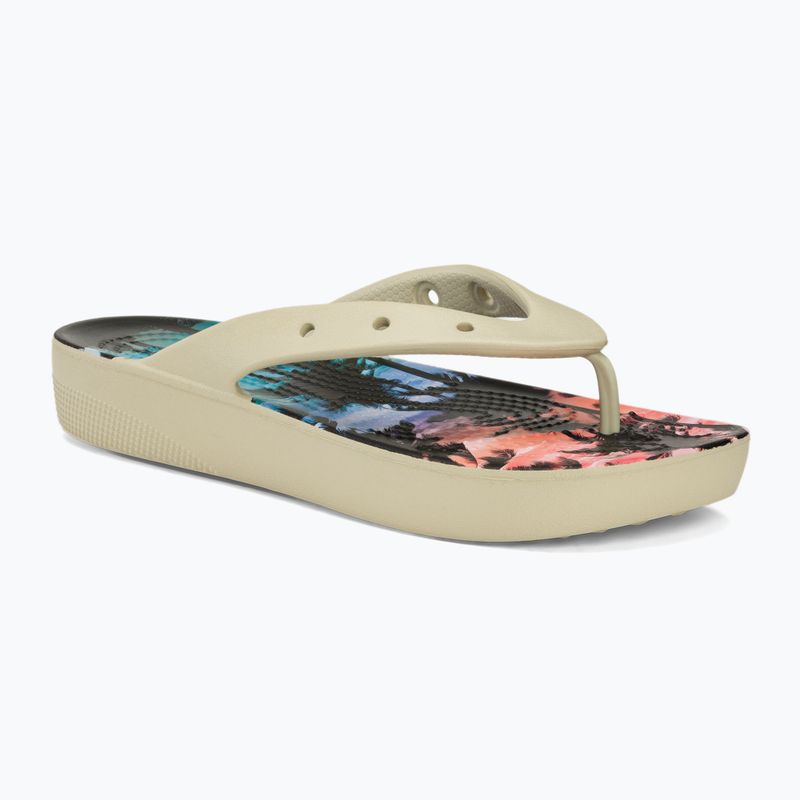 Moteriškos šlepetės Crocs Classic Platform Retro Resort bone/multi