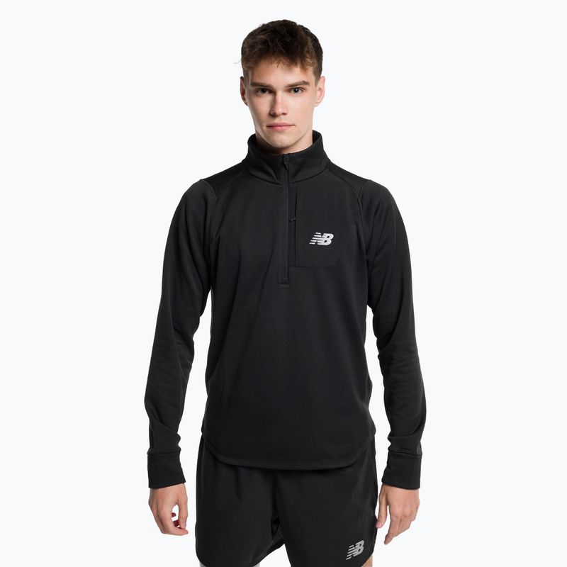 Vyriški treniruočių marškinėliai New Balance Top NB Heat Grid Half Zip black MT23252BK