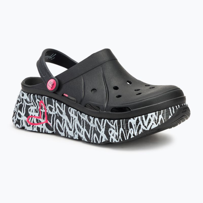 Moteriškos šlepetės SKECHERS JGoldcrown Max Cushioning Foamies Love True black 2