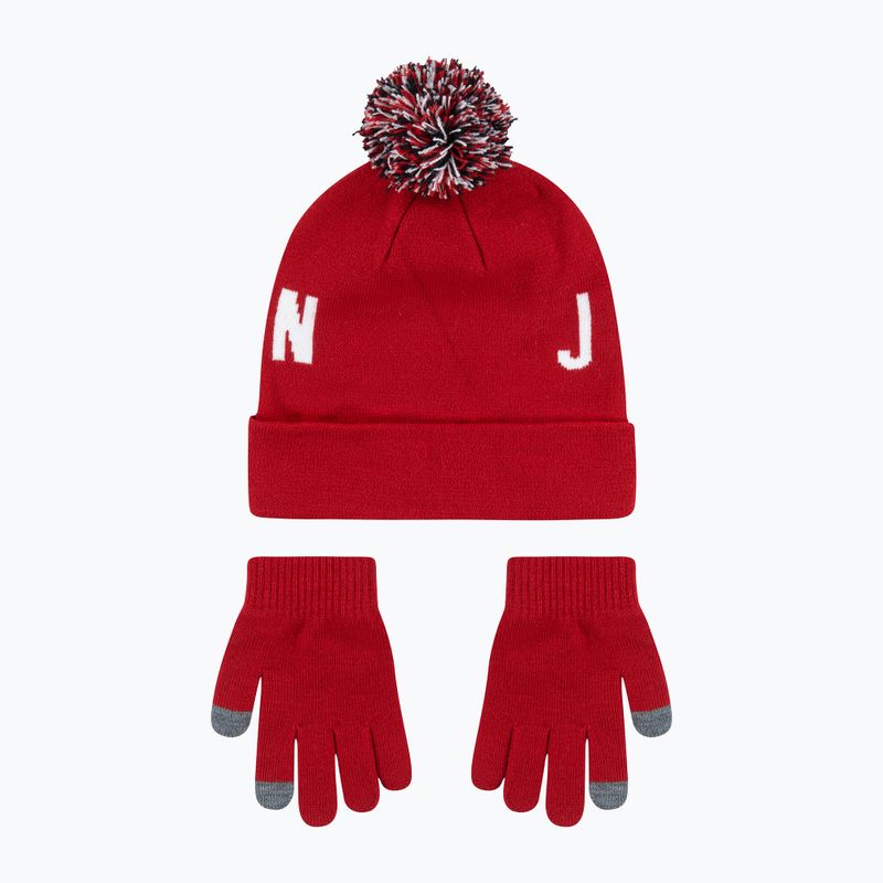 Czapka + rękawiczki dziecięce Nike Jordan Pom Beanie Set gym red 2