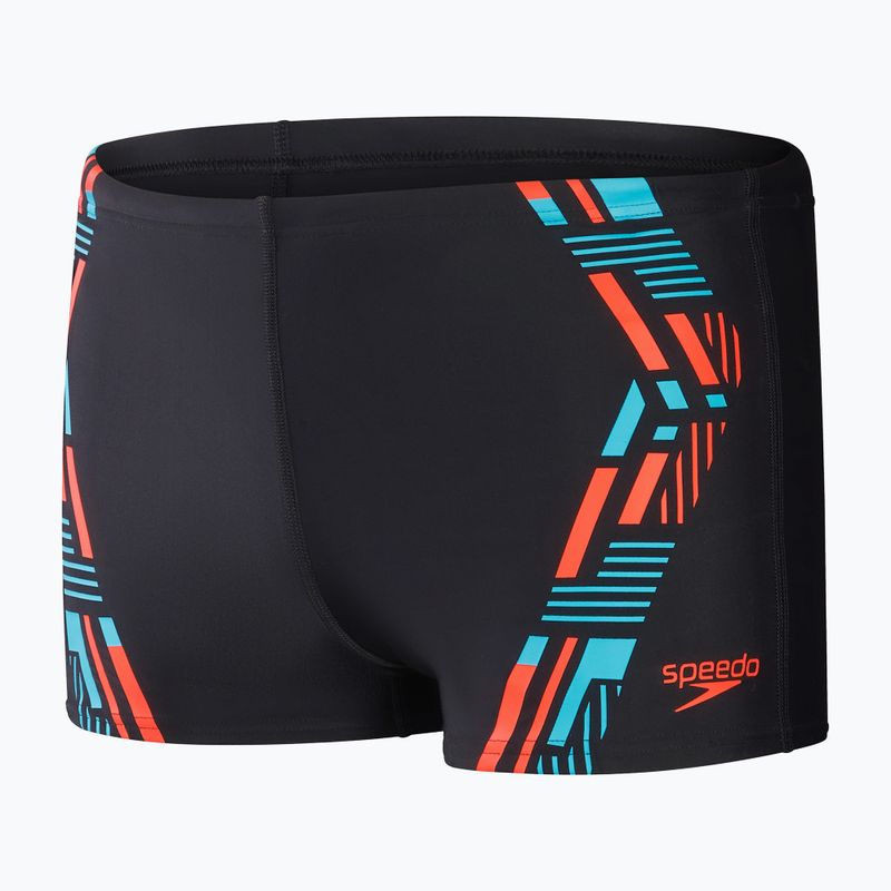 Vyriški Speedo Tech Print maudymosi šortai juodi/orange 10
