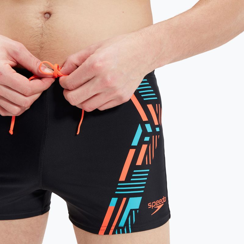 Vyriški Speedo Tech Print maudymosi šortai juodi/orange 8