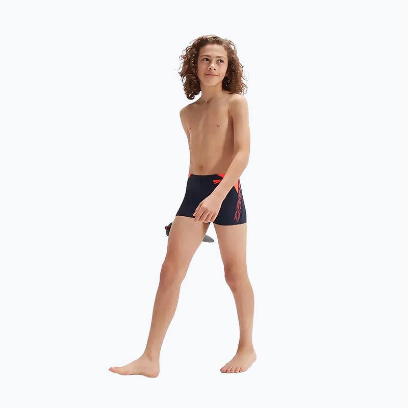 Speedo Hyper Boom Logo Splice vaikiškos maudymosi kelnės tamsiai mėlynos/oranžinės spalvos 11
