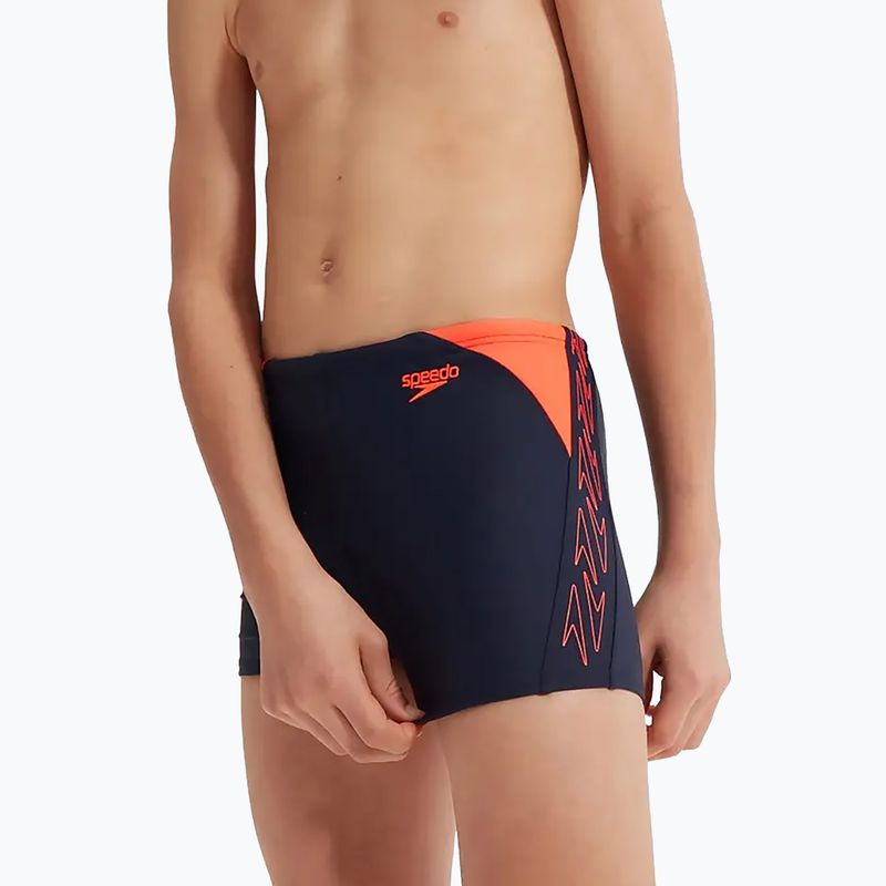 Speedo Hyper Boom Logo Splice vaikiškos maudymosi kelnės tamsiai mėlynos/oranžinės spalvos 12