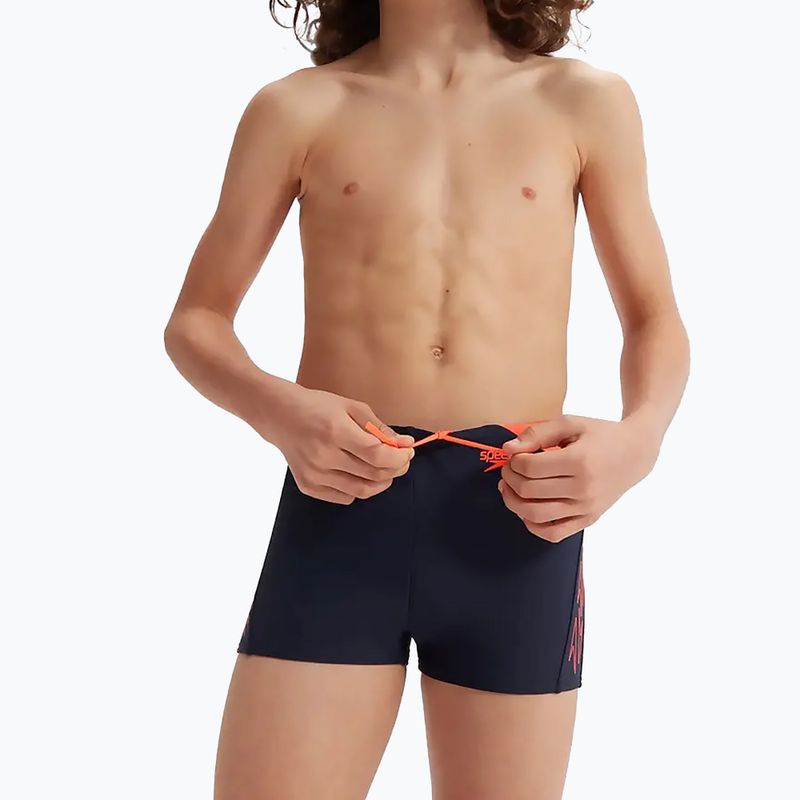 Speedo Hyper Boom Logo Splice vaikiškos maudymosi kelnės tamsiai mėlynos/oranžinės spalvos 13