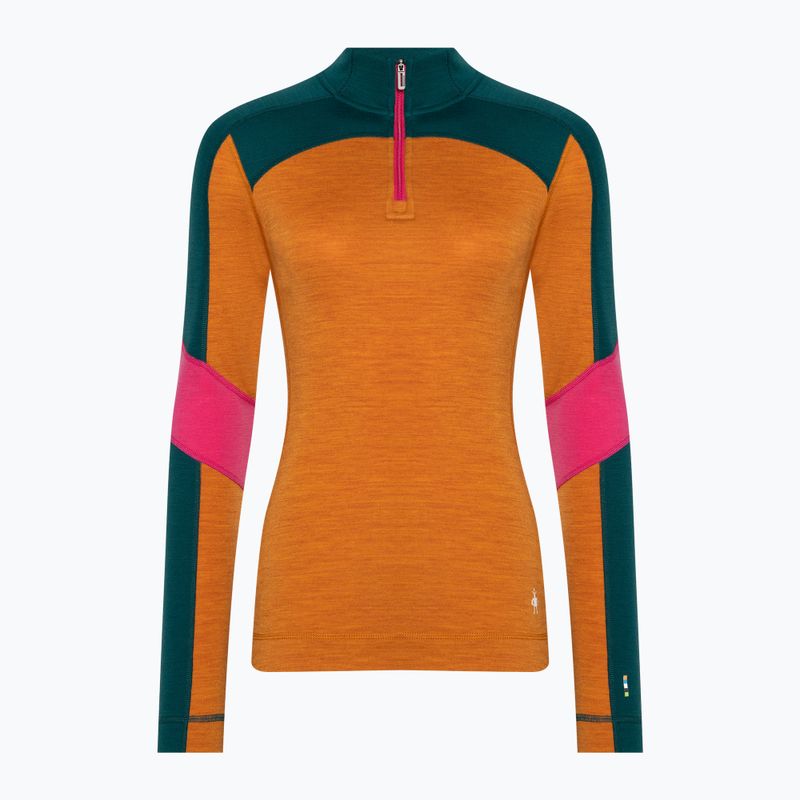 Moteriški termoaktyvūs marškinėliai Smartwool Merino Baselayer Colorblock 1/4 Zip Boxed marmalade heather 3