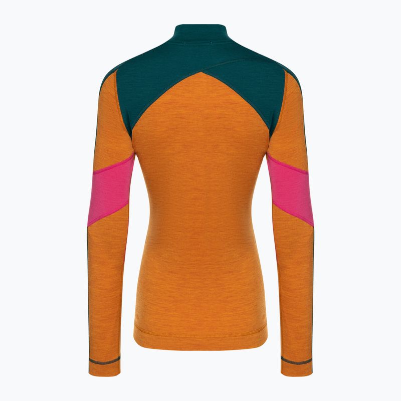 Moteriški termoaktyvūs marškinėliai ilgomis rankovėmis Smartwool Merino Baselayer Colorblock 1/4 Zip Boxed marmalade 4