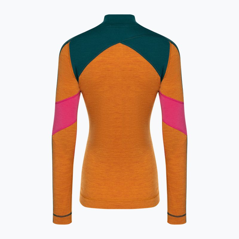 Moteriški termoaktyvūs marškinėliai Smartwool Merino Baselayer Colorblock 1/4 Zip Boxed marmalade heather 4