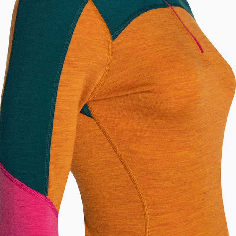Moteriški termoaktyvūs marškinėliai Smartwool Merino Baselayer Colorblock 1/4 Zip Boxed marmalade heather 7