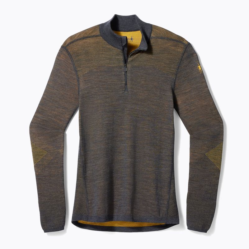 Vyriški termoaktyvūs marškinėliai ilgomis rankovėmis Smartwool Intraknit Thermal Merino Baselayer 1/4 charcoal/honey gold 3