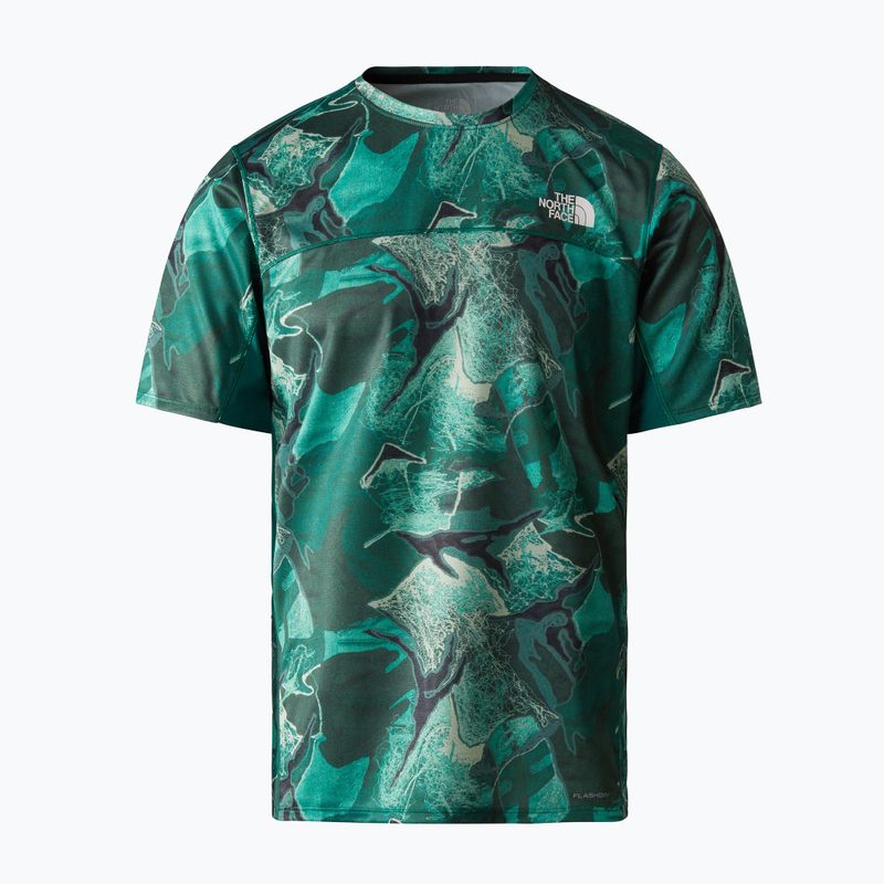 Vyriški bėgimo marškinėliai The North Face Sunriser SS lichen teal camo siuvinėjimo spauda