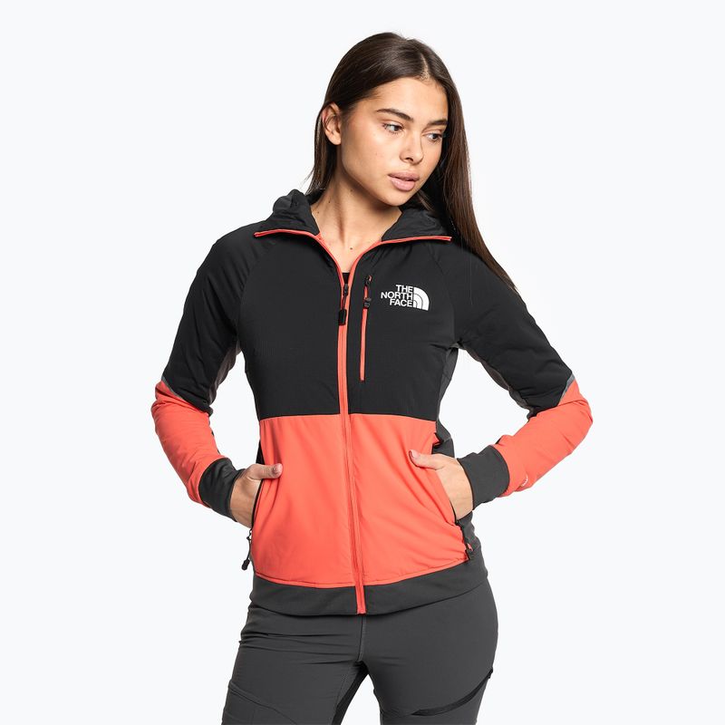 Moteriška pūkinė striukė The North Face Dawn Turn Hybrid Ventrix Hoodie radiant orange/black/asphalt grey