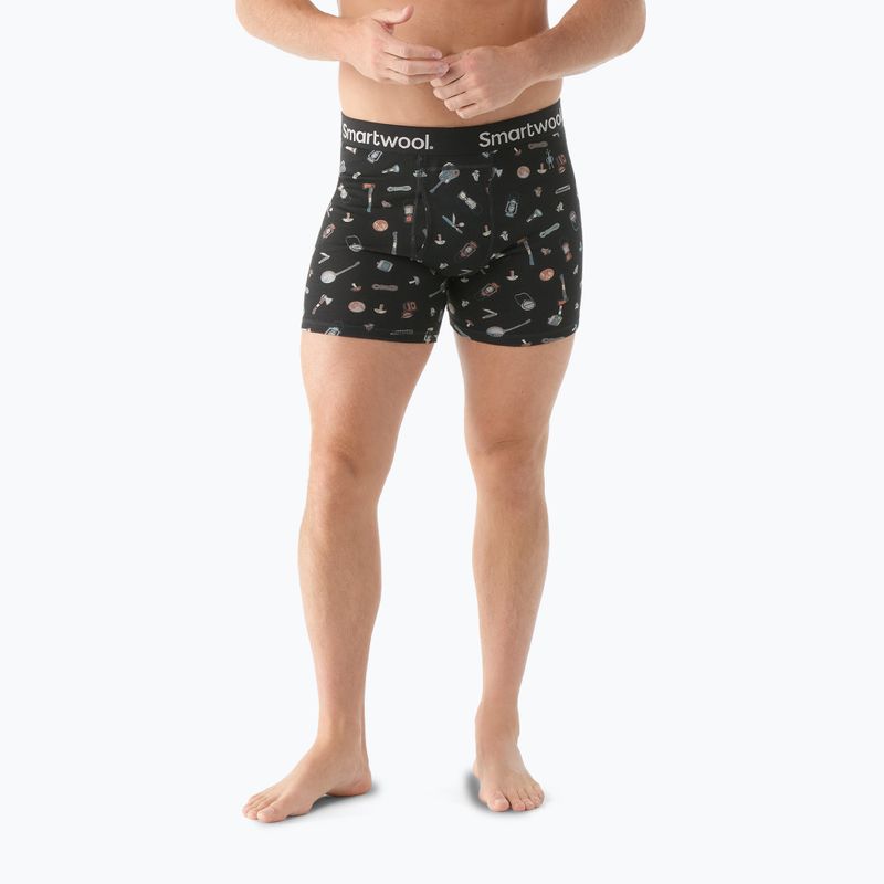 Vyriškos termoaktyvios trumpikės Smartwool Merino Print Boxer Brief black gone camping