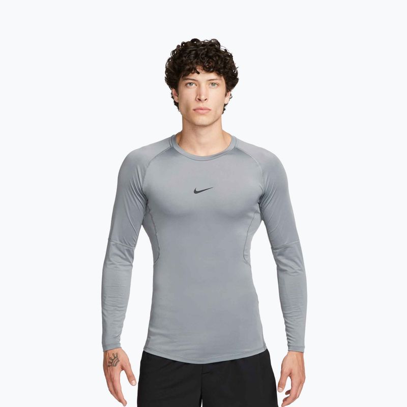 Vyriški treniruočių marškinėliai ilgomis rankovėmis Nike Pro Dri-Fit Tight Fitness smoke grey/black