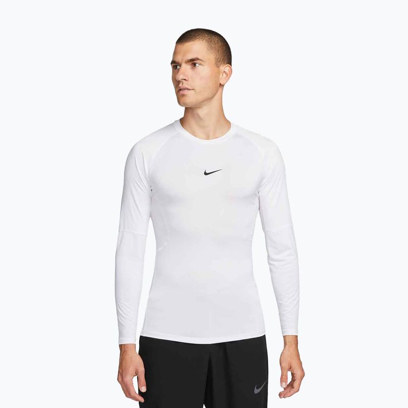 Vyriški treniruočių marškinėliai ilgomis rankovėmis Nike Pro Dri-Fit Tight Fitness white/black