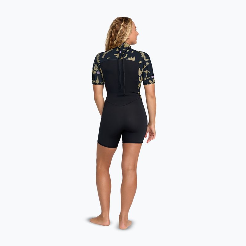 Moteriškas plaukimo hidrokostiumas ROXY 2.0 mm Swell Natural Back Zip SS Springsuit black floral 2