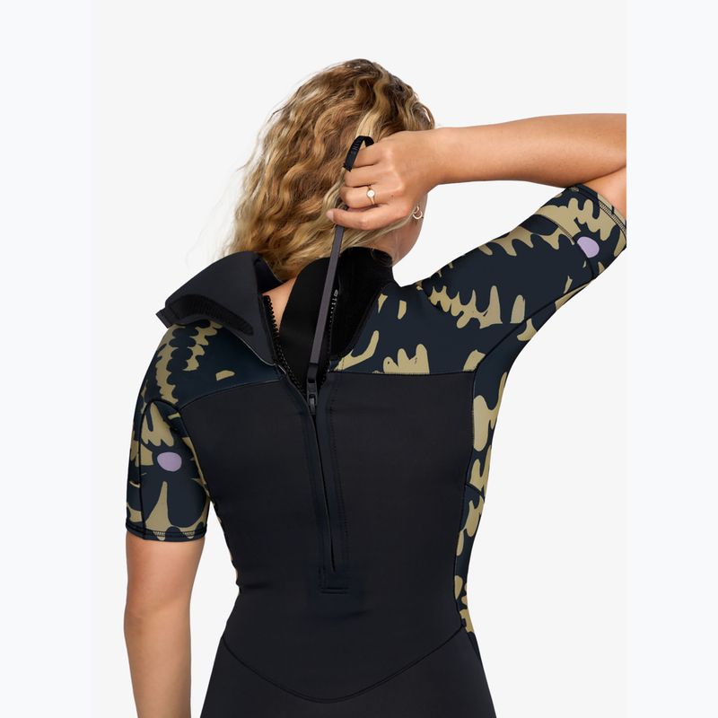 Moteriškas plaukimo hidrokostiumas ROXY 2.0 mm Swell Natural Back Zip SS Springsuit black floral 4