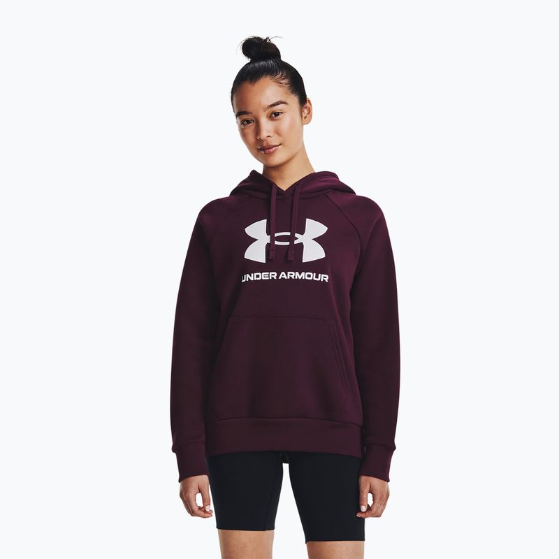 Under Armour moteriškas treniruočių džemperis Rival Fleece Big Logo tamsiai bordo/baltos spalvos