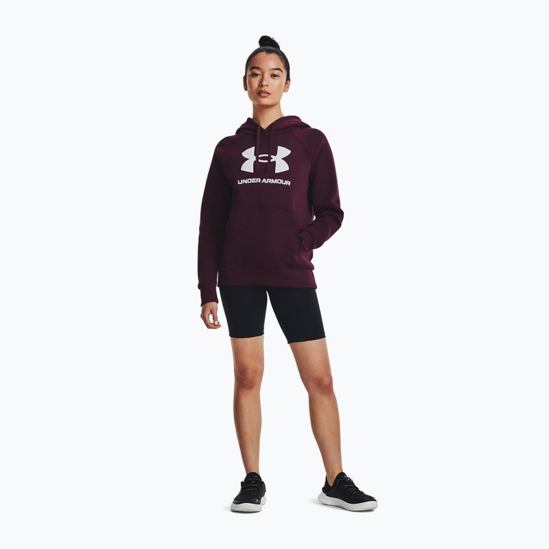 Under Armour moteriškas treniruočių džemperis Rival Fleece Big Logo tamsiai bordo/baltos spalvos 2