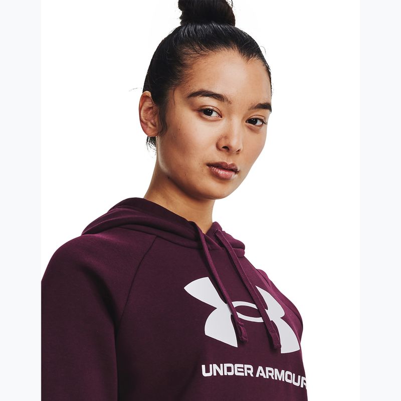 Under Armour moteriškas treniruočių džemperis Rival Fleece Big Logo tamsiai bordo/baltos spalvos 4