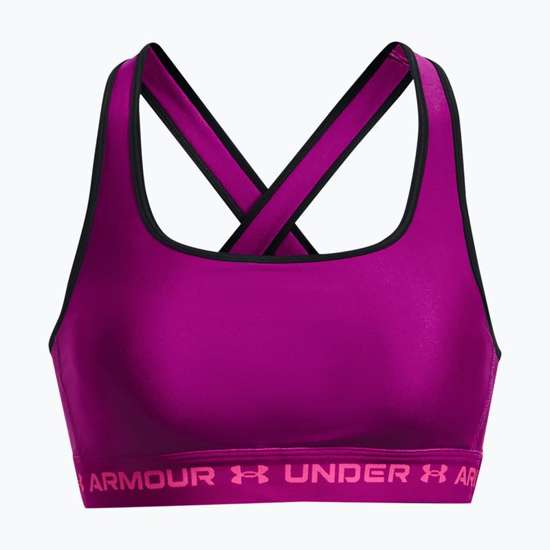 Under Armour Crossback Mid mystic magenta/ silver pink fitneso liemenėlė 5