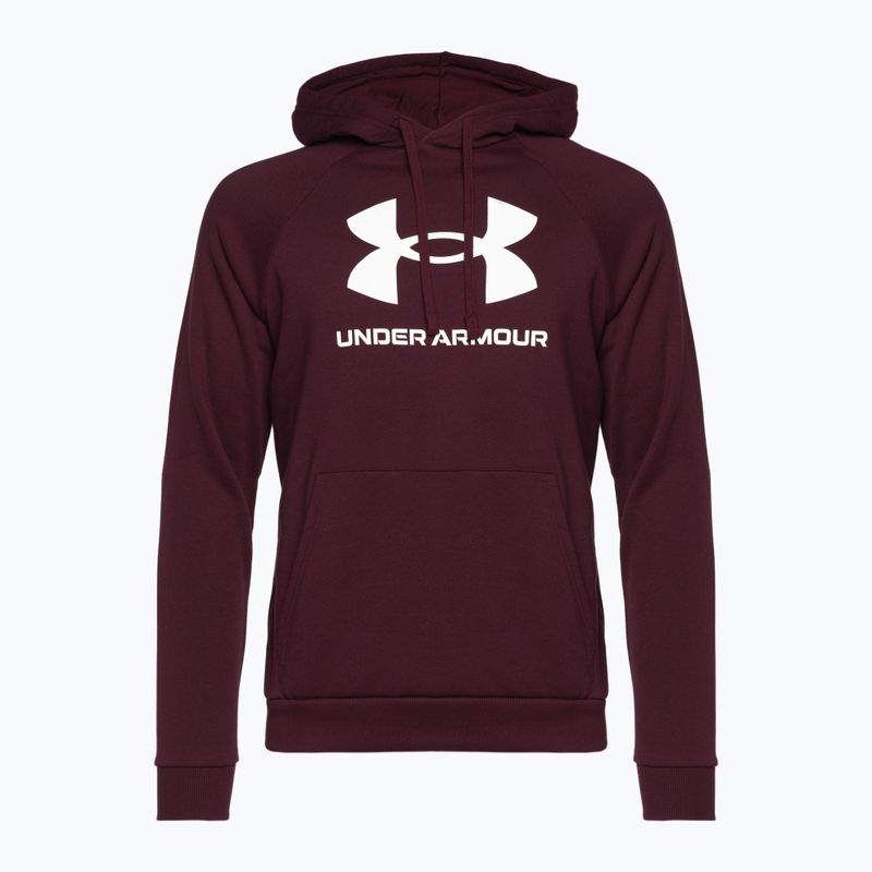 Vyriškas "Under Armour Rival Fleece Logo HD" džemperis su gobtuvu, tamsiai kaštoninis/baltas 4