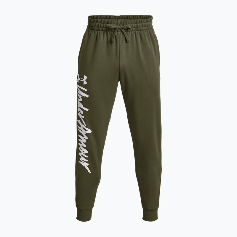 Under Armour Rival Fleece Graphic Joggers vyriškos treniruočių kelnės marine from green/white 4