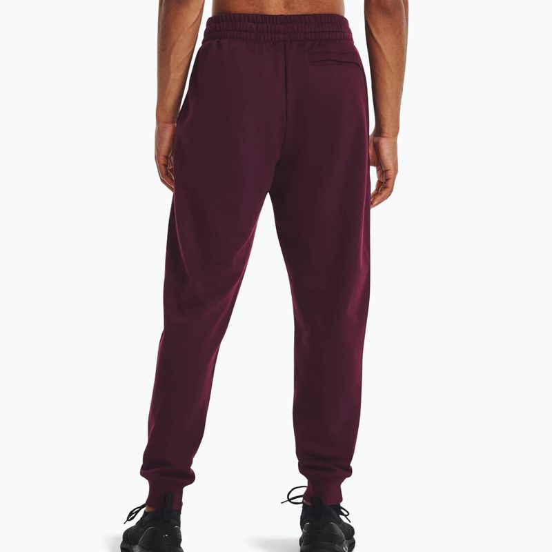 Under Armour Rival Fleece Joggers tamsiai kaštoninės/baltos vyriškos treniruočių kelnės 2