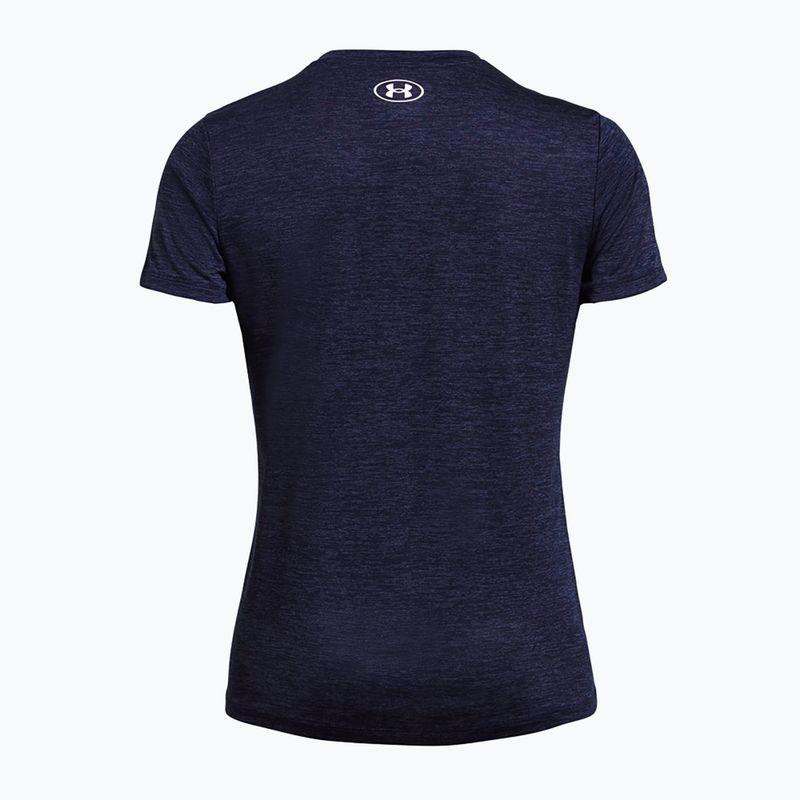 Moteriški žygio marškinėliai Under Armour Tech V-Twist midnight navy/white 2