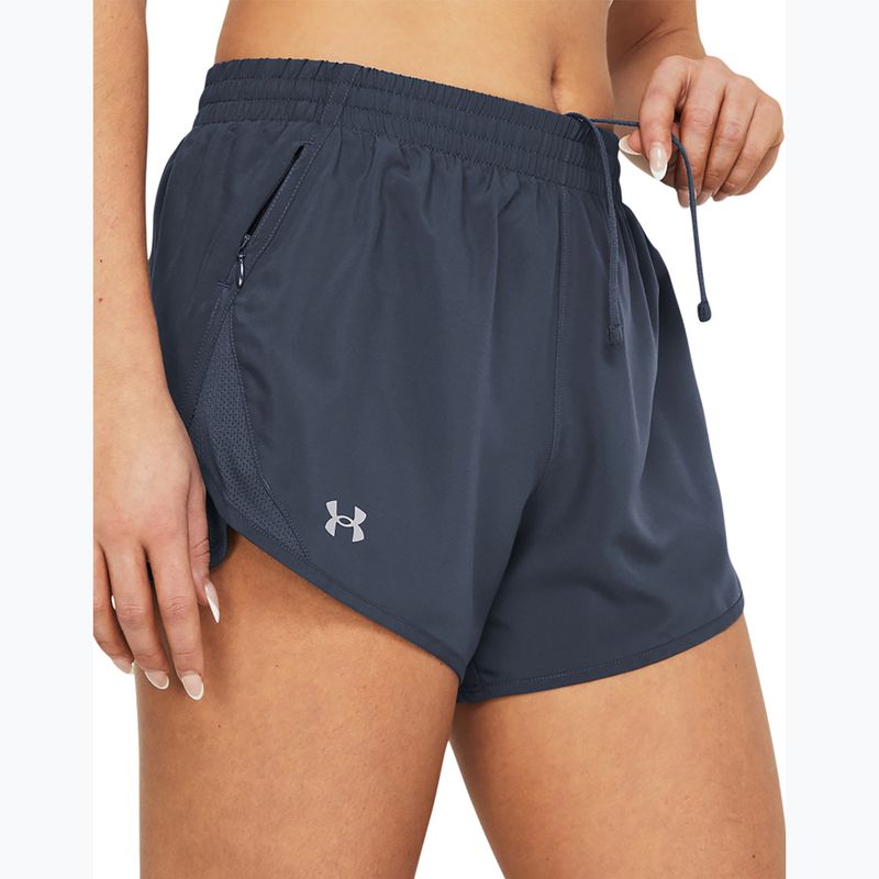 Moteriški bėgimo šortai Under Armour Fly By 3" downpour gray / downpour gray / reflective 4