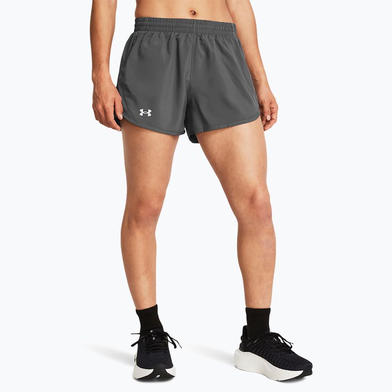 Moteriški bėgimo šortai Under Armour Fly By 3" castlerock/castlerock/reflective
