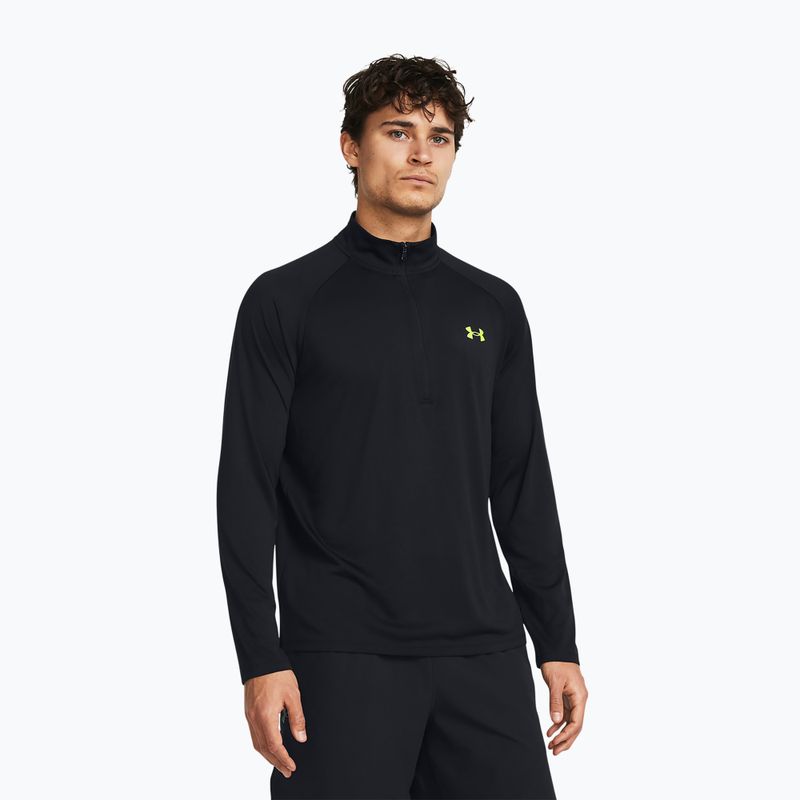 Vyriški "Under Armour Tech 2.0 1/2 Zip" juodos/aukšto matomumo geltonos spalvos džemperis