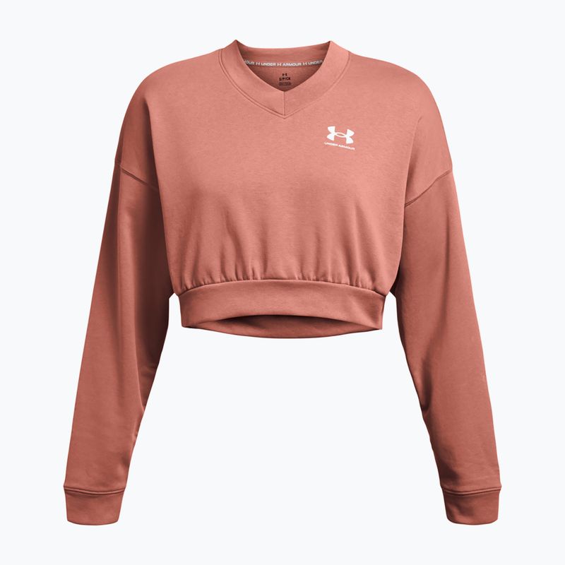 Moteriškas treniruočių džemperis Under Armour Rival Terry Os Crop Crew canyon pink/white 3