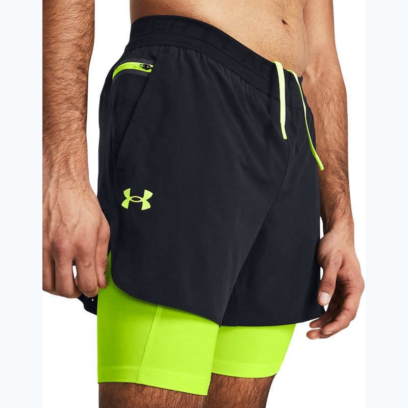 Vyriški šortai Under Armour Peak Woven 2in1 black/high vis yellow/high vis yellow 4