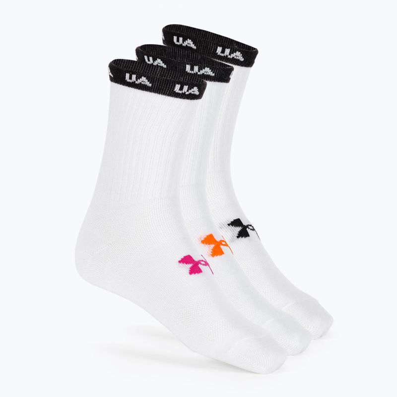 Moteriškos treniruočių kojinės Under Armour Essential Nv Mid Crew 3P white/white/astro pink