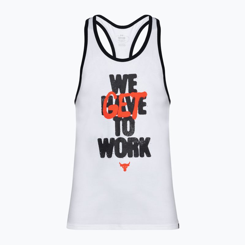 Vyriškas treniruočių tank topas Under Armour Project Rock Get To Work Tank white/black/phoenix fire