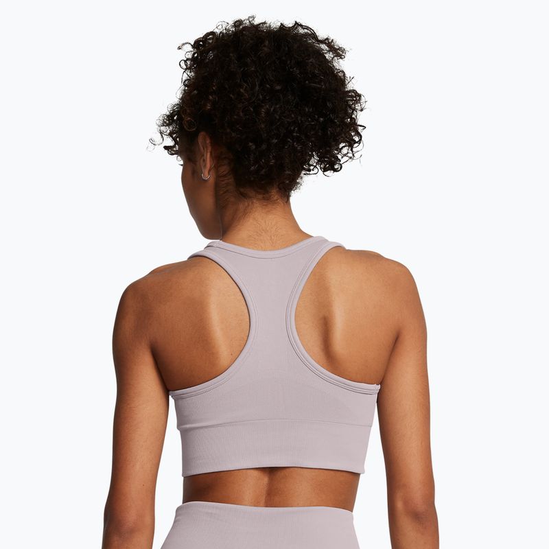 "Under Armour Vanish Seamless Mid" firminė tetra pilka/balta treniruočių liemenėlė 2