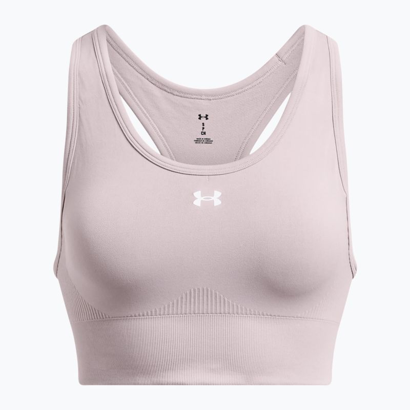 "Under Armour Vanish Seamless Mid" firminė tetra pilka/balta treniruočių liemenėlė 4