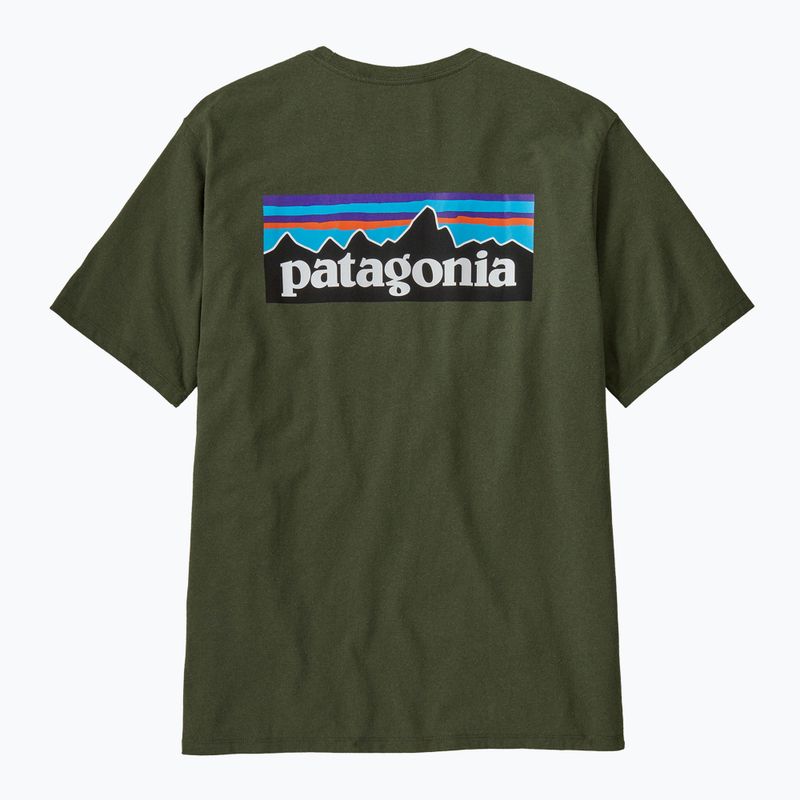 Vyriški žygio marškinėliai Patagonia P-6 Logo Responsibili-Tee torrey pine green 3